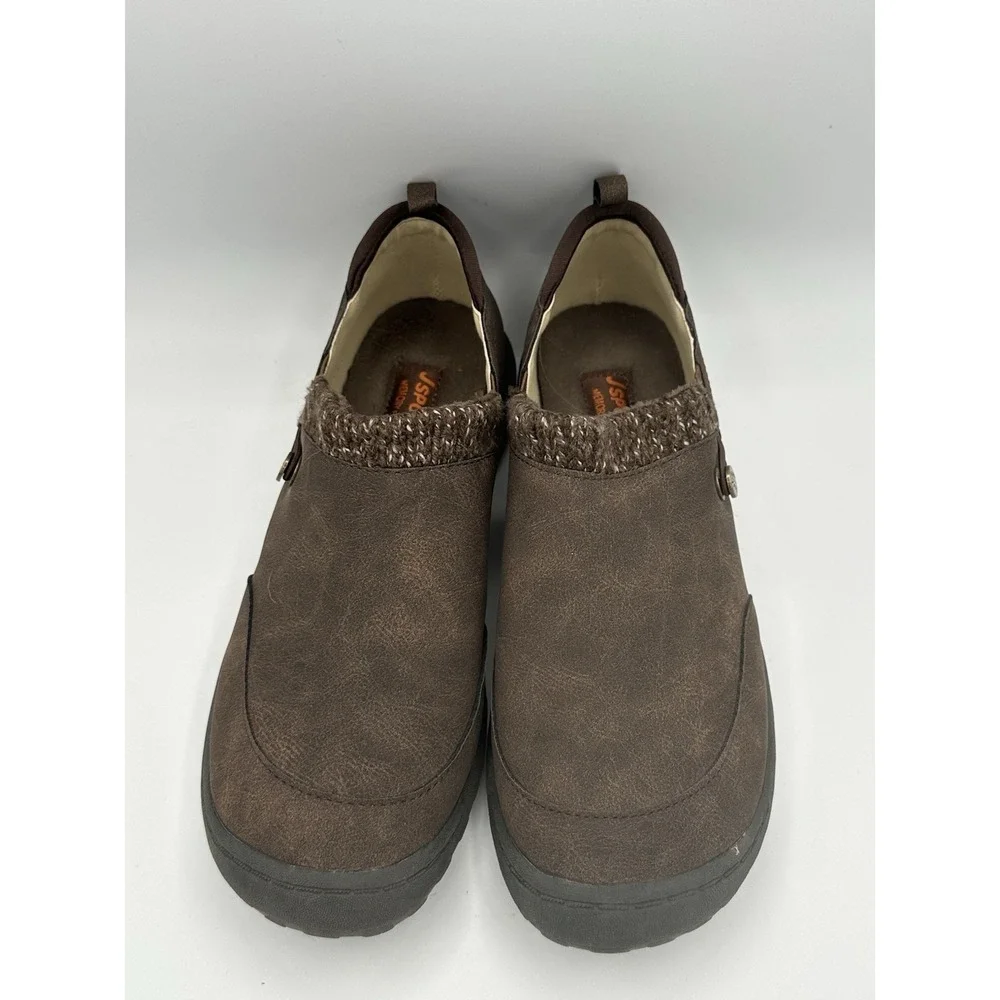 JSport Alice Boots Womens 7.5 M Winter Snow Slip On Round Toe Leather Brown